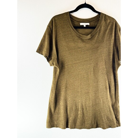 IRO Womens Shirt Green Steirospe Lace Back Tee Linen Short Sleeve Grunge Large - Picture 2 of 9